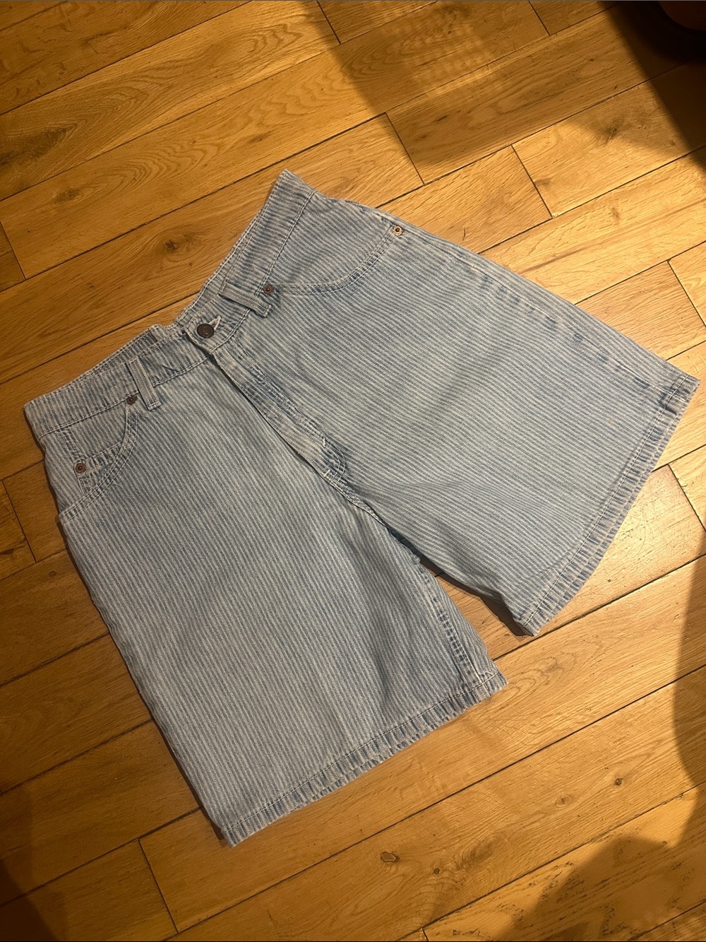Vintage Pinstripe Leviβs Orange Tag Shorts, Size 27/28